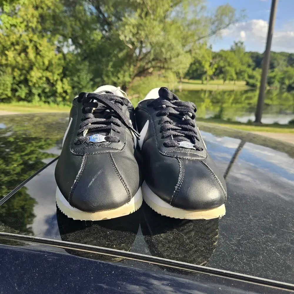 Size 12 - Nike Cortez Basic Leather Black White